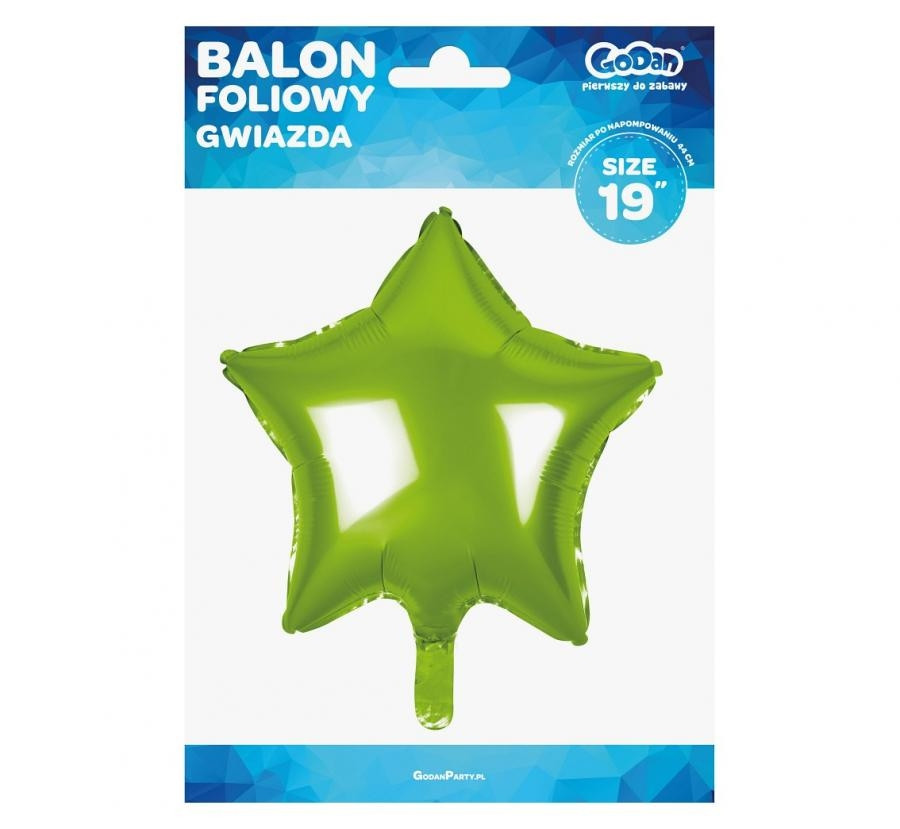Balon foliowy Gwiazda j. zielona 19" GoDan